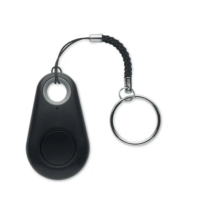 Gasitor cheie negru din silicon cu snur impletit si inel metalic argintiu pentru atasarea cheilor