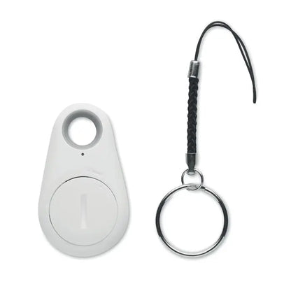 Gasitor cheie tracker alb din plastic cu buton circular si inel accent gri pentru localizarea cheilor