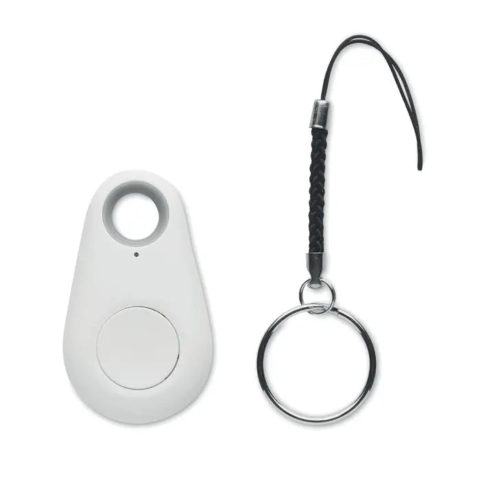 Gasitor cheie alb din plastic cu tracker bluetooth circular si agatatoare pentru breloc