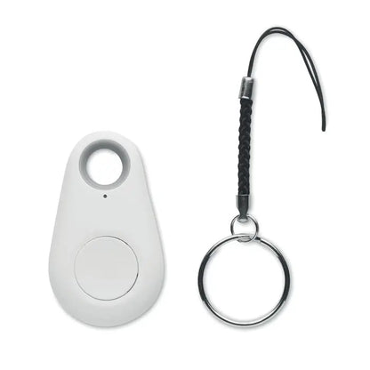 Gasitor cheie alb din plastic cu tracker bluetooth circular si agatatoare pentru breloc