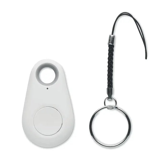 Gasitor cheie alb din plastic cu tracker bluetooth circular si agatatoare pentru breloc