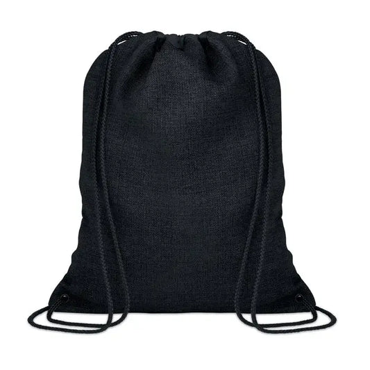 Geanta 1200d cu snur negru un rucsac negru din material texturat cu sfori negre asortate