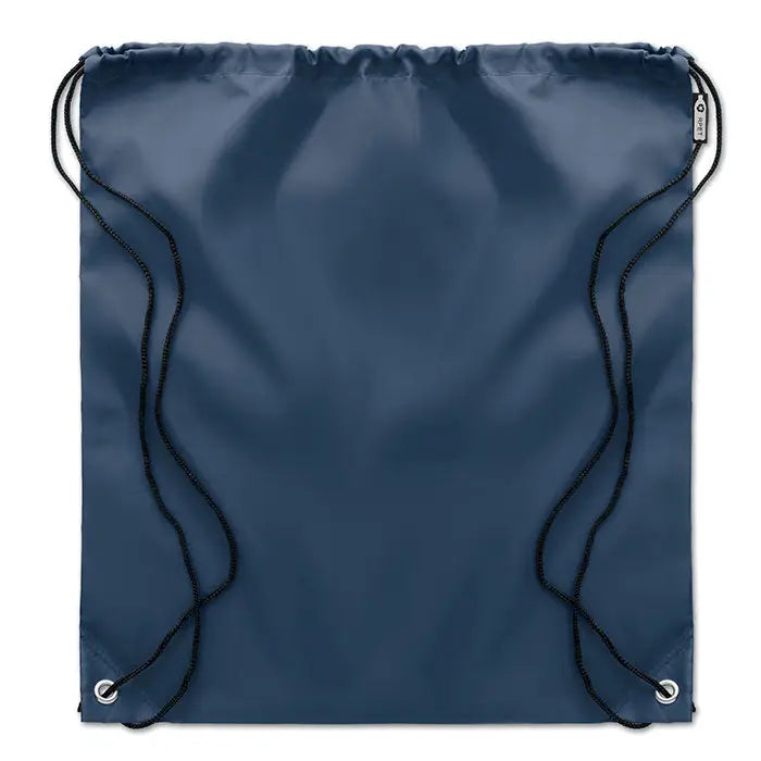 Geanta 190t rpet bleumarin cu snur negru si inele metalice argintii pentru transport facil