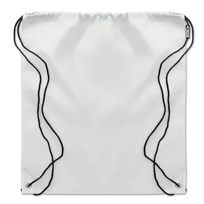 Rucsac alb geanta 190T RPET cu snur negru și inele metalice din material reciclat