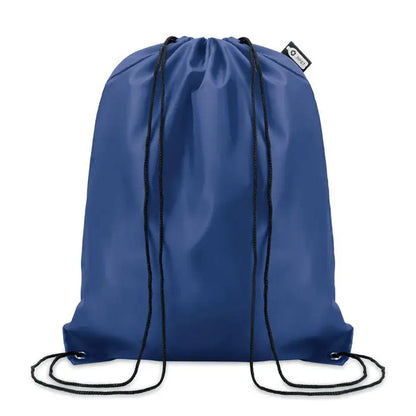 Geanta 190T rpet cu snur, rucsac albastru regal cu sfori negre si eticheta brandata mica