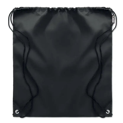 Geanta 190T RPET cu snur neagra cu finisaj mat neted si garnituri metalice intarite la colturile de jos
