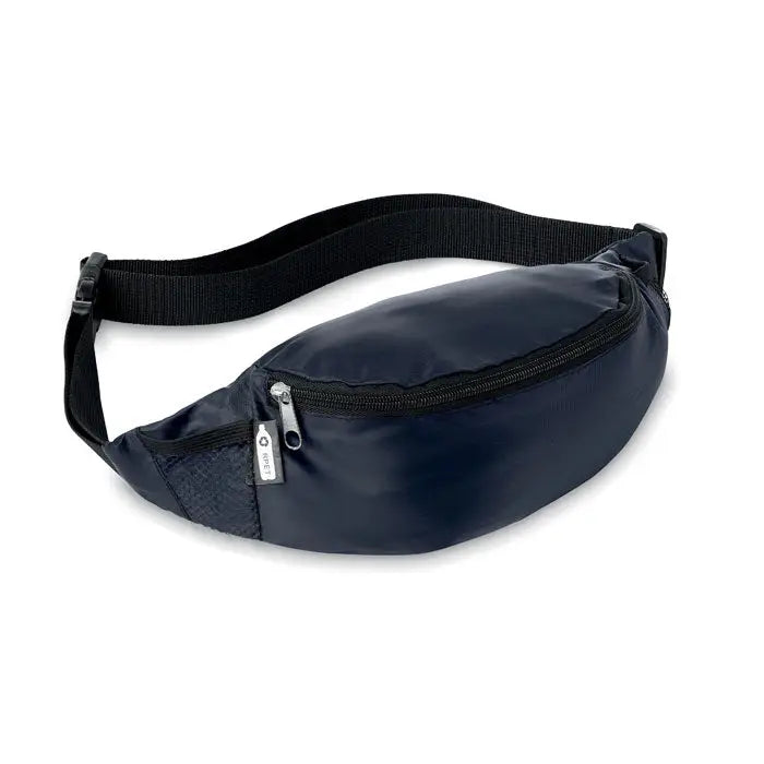 Geanta 210d rpet albastru navy din nailon cu curea neagra reglabila si inchidere cu fermoar