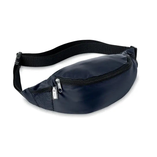 Geanta 210d rpet albastru navy din nailon cu curea neagra reglabila si inchidere cu fermoar