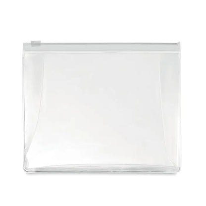 Geanta cosmetica din plastic transparent cu fermoar argintiu pentru organizare si transport produse cosmetice