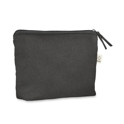 Geanta cosmetice 320 gr/m² din panza neagra cu textură subtilă și fermoar negru pentru organizare cosmetică