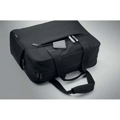 Geanta de calatorie de mana personalizata neagra din material textil cu multiple fermoare si manere rezistente