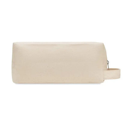 Geanta de cosmetice din panza bej 220 gr/m² cu fermoar si maner din acelasi material