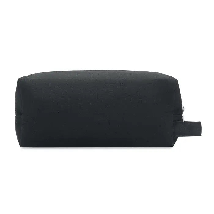 Geanta de cosmetice din panza neagra 220 gr/m² cu fermoar si maner scurt pentru transport usor