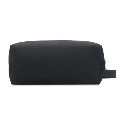 Geanta de cosmetice din panza neagra 220 gr/m² cu fermoar si maner scurt pentru transport usor