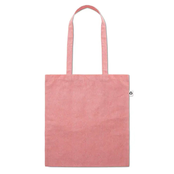 Geanta de cumparaturi 2 tonuri 140 gr in material textil roz pal cu manere asortate si eticheta alba mica