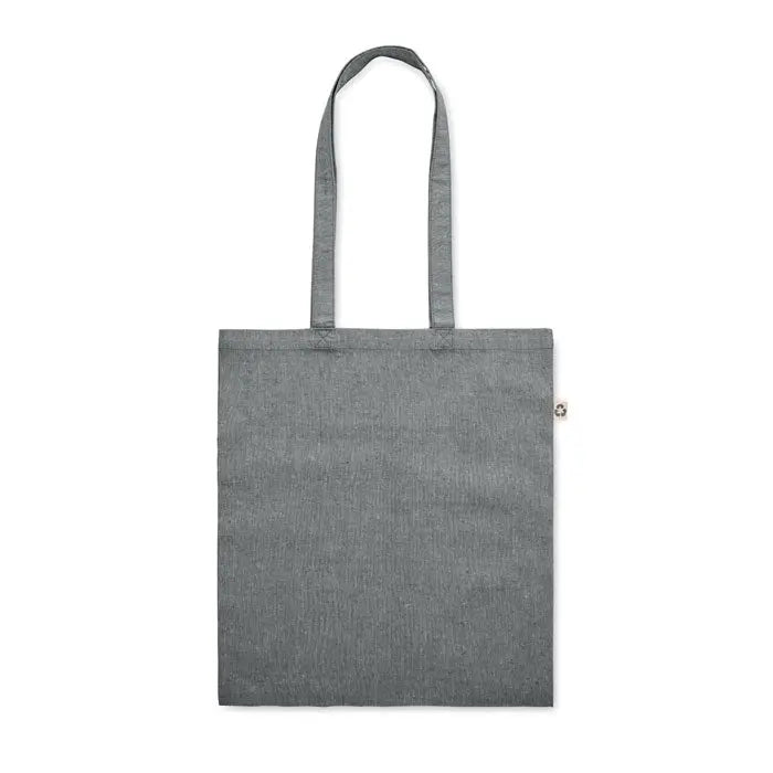 Geanta de cumparaturi gri minimalistă din pânză cu manere lungi și țesătură texturată subtilă