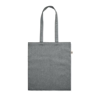 Geanta de cumparaturi gri minimalistă din pânză cu manere lungi și țesătură texturată subtilă