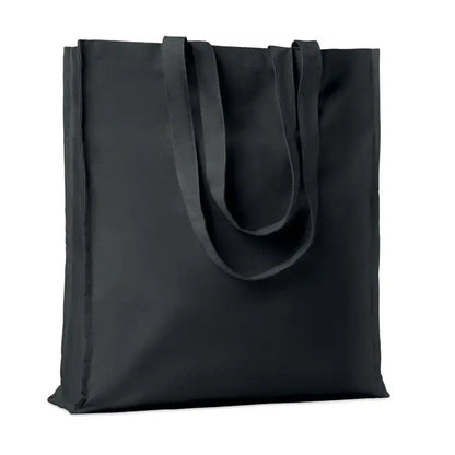 Geanta de cumparaturi din bumbac negru de 140 gr/m² cu manere rezistente pentru uz zilnic