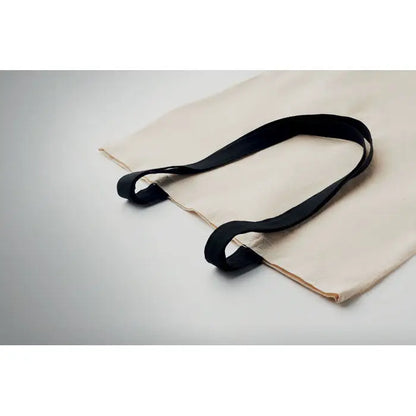 Geantă de cumpărături din bumbac 140 gr/m² bej cu mânere negre din material textil