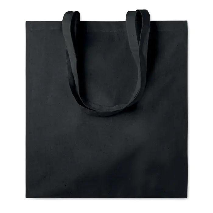 Geanta de cumparaturi din bumbac negru de 140 gr m² cu manere rezistente din material canvas