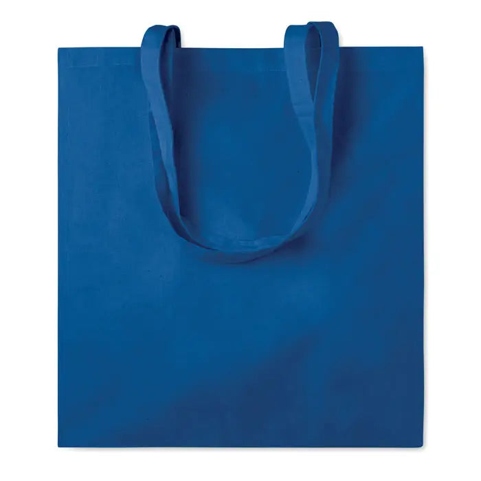 Geanta de cumparaturi din bumbac 140 gr m² albastru regal cu manere din material textil nețesut solide