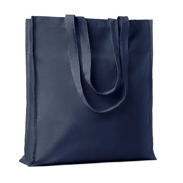 Navy blue geanta de cumparaturi din bumbac 140 gr m² cu manere din material textil asortate