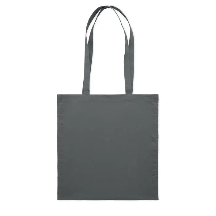 Geanta de cumparaturi din bumbac 140 grmp cu manere din material, culoare gri inchis simpla