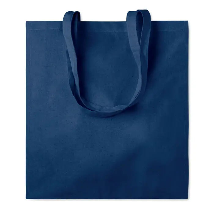 Geanta de cumparaturi din bumbac 140 gr mp cu manere rezistente albastru bleumarin din panza solida