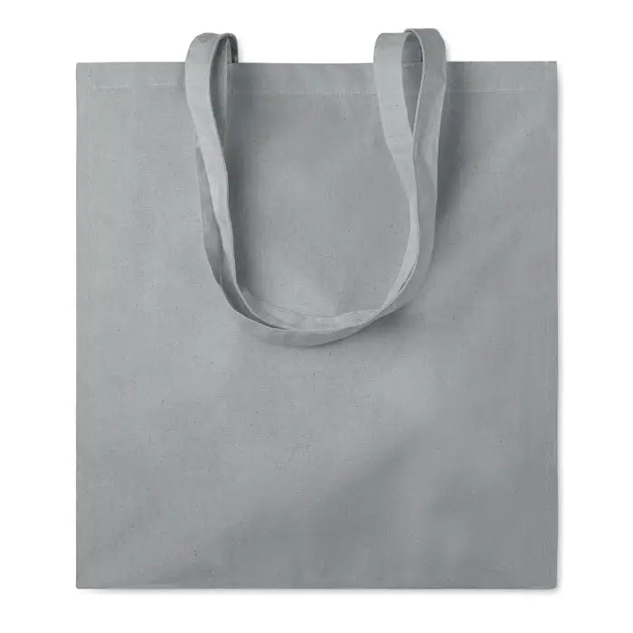 Geanta de cumparaturi din bumbac 140 gr m² nuanta gri cu manere asortate din panza simpla