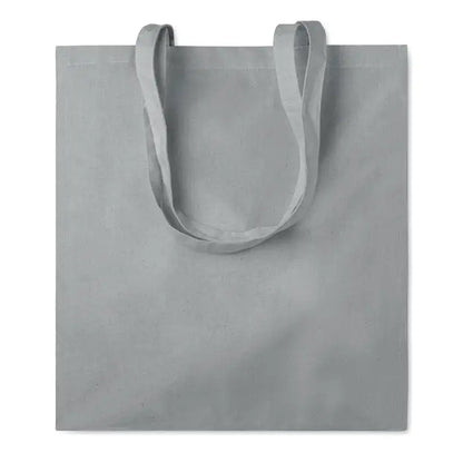 Geanta de cumparaturi din bumbac 140 gr m² nuanta gri cu manere asortate din panza simpla