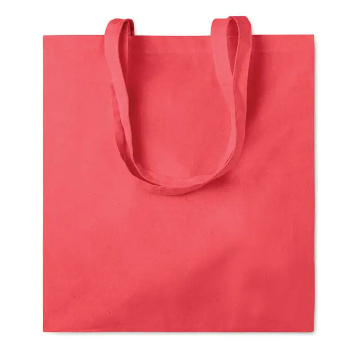 Geanta de cumparaturi din bumbac 140 gr/m² coral cu manere din material textil asortate