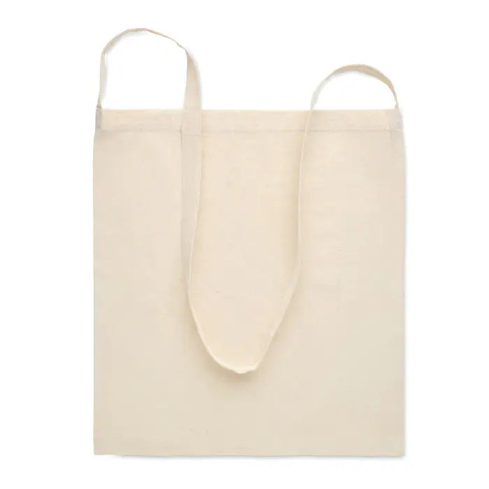 Geanta de cumpărături din bumbac 140gr m² bej cu mânere din material textil asortate
