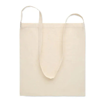 Geanta de cumpărături din bumbac 140gr m² bej cu mânere din material textil asortate