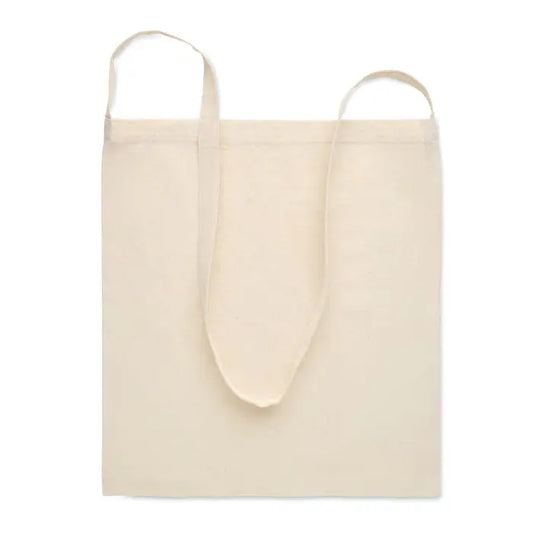 Geanta de cumpărături din bumbac 140gr m² bej cu mânere din material textil asortate