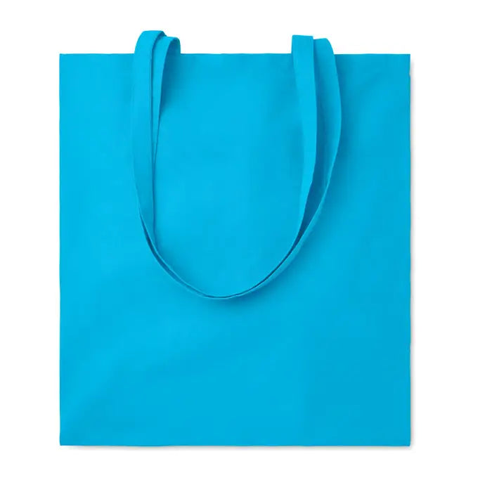 Geanta de cumparaturi din bumbac 180 gr m² in turcoaz deschis cu manere asortate din canvas
