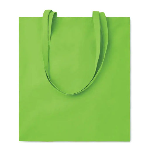 Geanta de cumparaturi din bumbac 180 gr m² lime verde cu manere asortate din pânză solidă