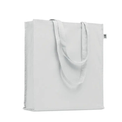 Geanta de cumparaturi din bumbac organic alba cu manere rezistente si design minimalist