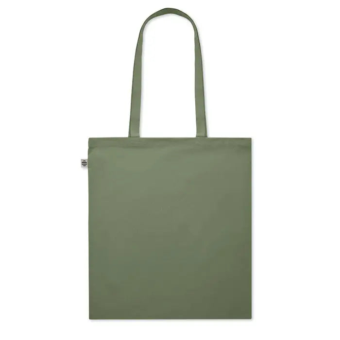 Geanta de cumparaturi din bumbac organic olive green cu manere asortate din panza rezistenta