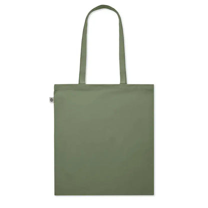 Geanta de cumparaturi din bumbac organic olive green cu manere asortate din panza rezistenta