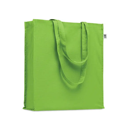 Geanta de cumparaturi din bumbac organic lime verde cu manere rezistente si tesatura texturata subtil