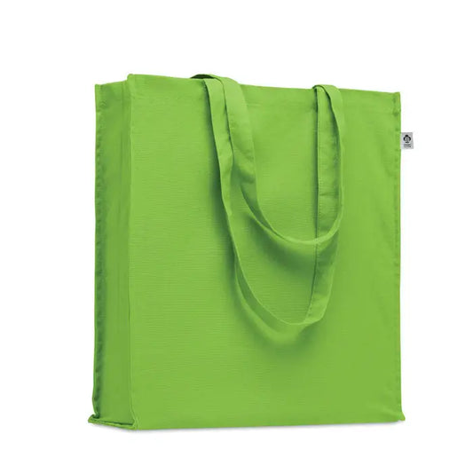 Geanta de cumparaturi din bumbac organic lime verde cu manere rezistente si tesatura texturata subtil