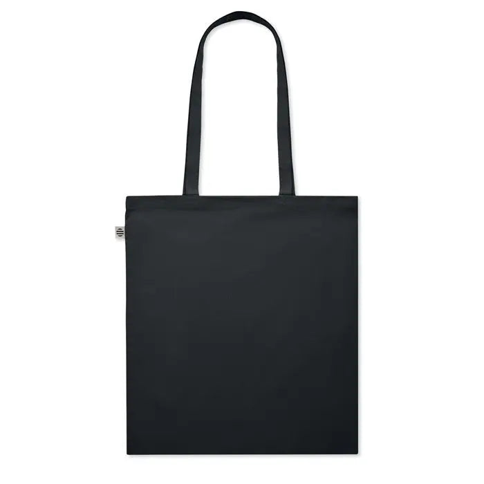 Geantă de cumpărături din bumbac organic negru cu două mânere rezistente din pânză