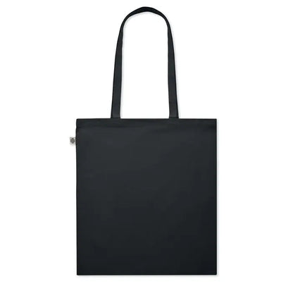 Geantă de cumpărături din bumbac organic negru cu două mânere rezistente din pânză