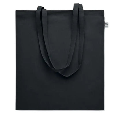 Geanta de cumparaturi din bumbac organic neagra cu design minimalist si manere rezistente