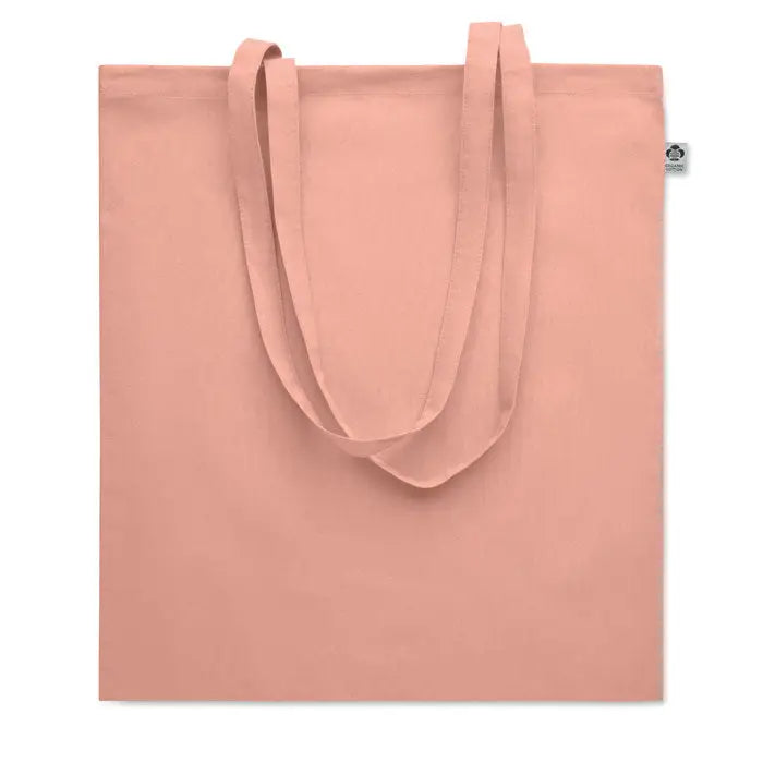 Geanta de cumparaturi din bumbac organic de culoare piersica cu manere din acelasi material moale