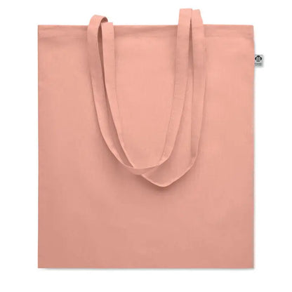 Geanta de cumparaturi din bumbac organic de culoare piersica cu manere din acelasi material moale