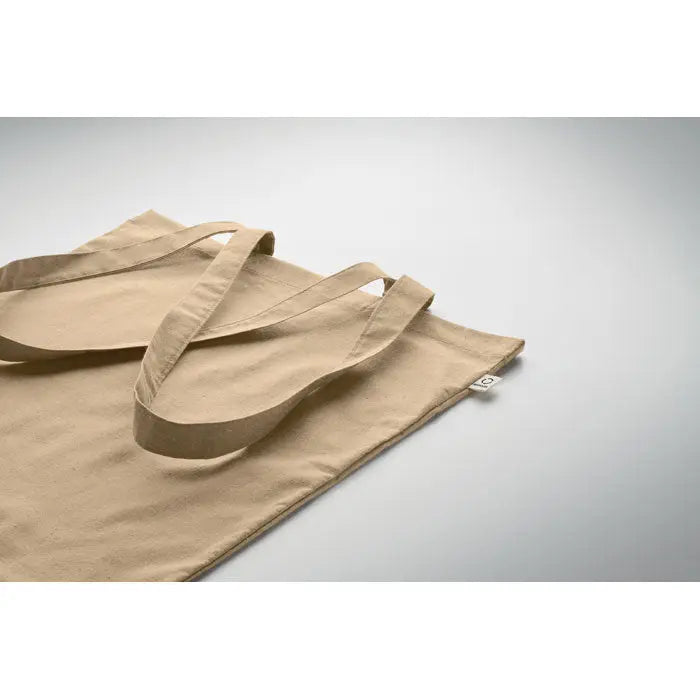 Beige geanta de cumparaturi din bumbac reciclat cu manere rezistente si design minimalist