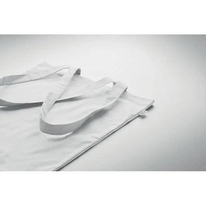 Geanta de cumparaturi din bumbac reciclat alba cu design minimalist si manere rezistente