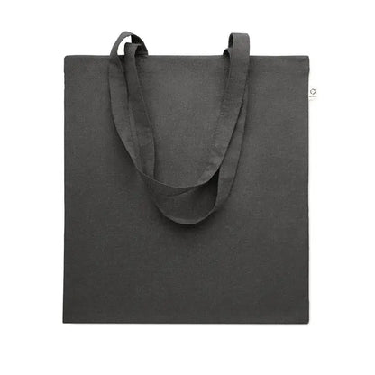 Geanta de cumparaturi din bumbac reciclat culoare gri inchis cu manere rezistente si design minimalist
