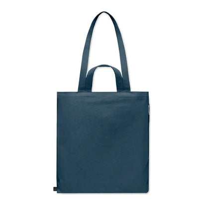 Geanta de cumparaturi din bumbac reciclat in nuanta bleumarin cu design minimalist si manere rezistente